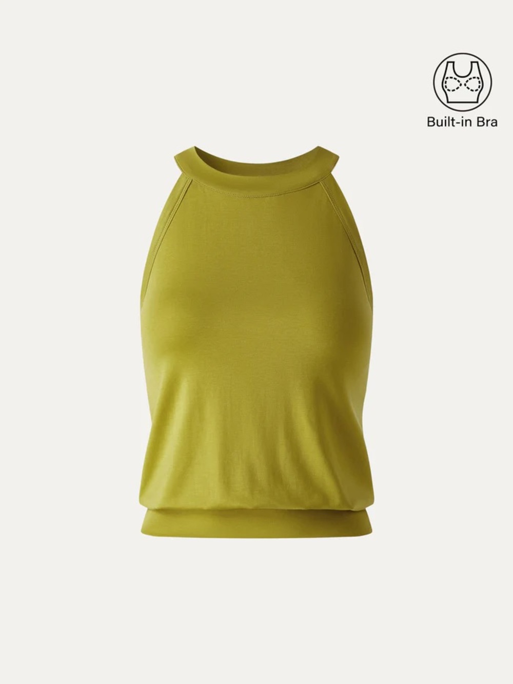 NWT OGL Halter Neck Banded Hem Bra Tank in Olive Spring Green 🫒